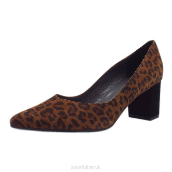 Peter Kaiser Naja Trendy Block Heel Pointed Toe Court Shoes Women Leopard X28J154 Footwear