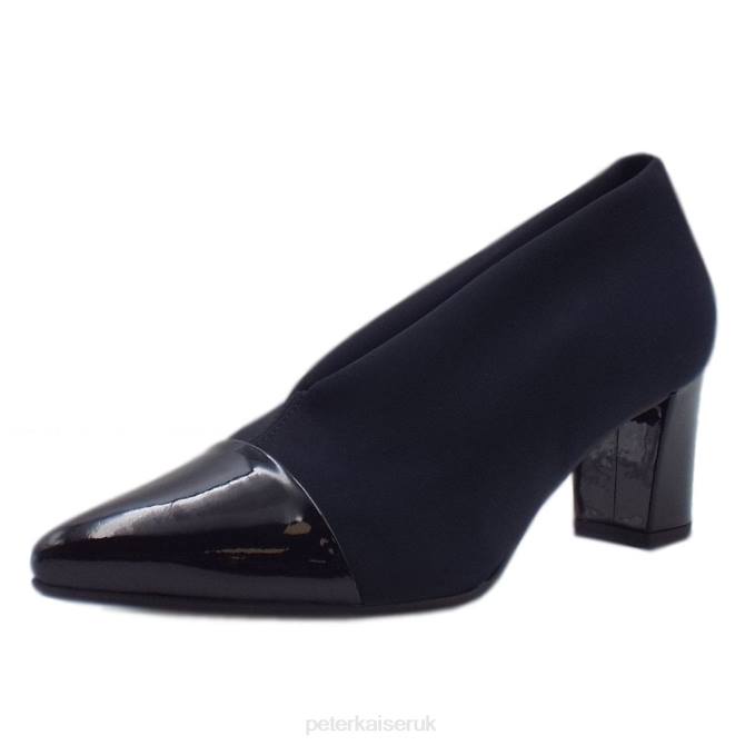 Peter Kaiser Noemita Pointed Toe Mid Heel Stretch Shoes Women Navy Stretch X28J153 Footwear